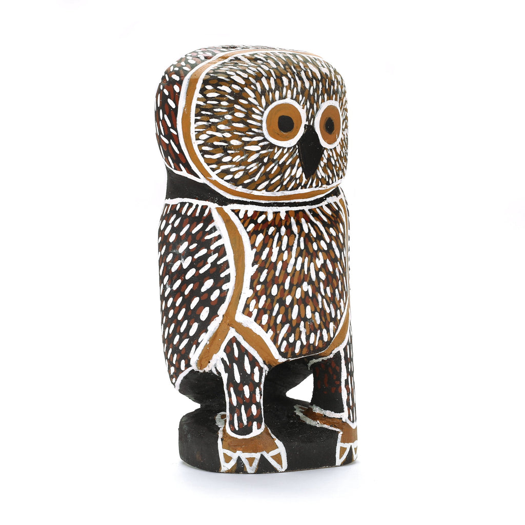 Aboriginal Artwork by Mavis Warrngilnga Ganambarr, Worrwurr (Owl) Sculpture 19cm - ART ARK®