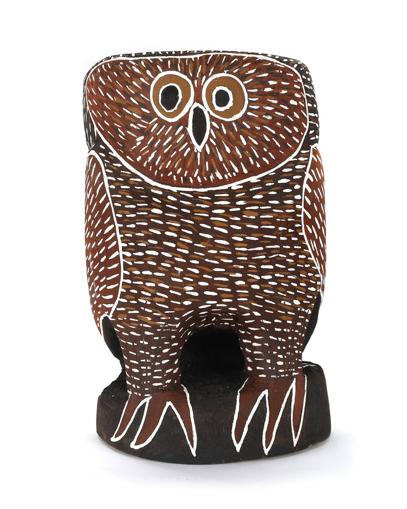 Aboriginal Artwork by Mavis Warrngilnga Ganambarr, Worrwurr (Owl) Sculpture 21cm - ART ARK®