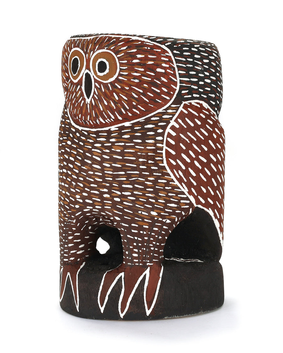 Aboriginal Artwork by Mavis Warrngilnga Ganambarr, Worrwurr (Owl) Sculpture 21cm
