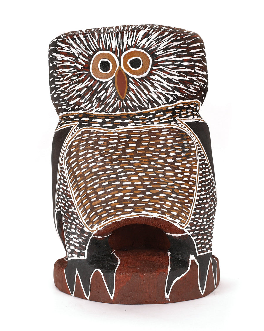 Aboriginal Artwork by Mavis Warrngilnga Ganambarr, Worrwurr (Owl) Sculpture 22.5cm