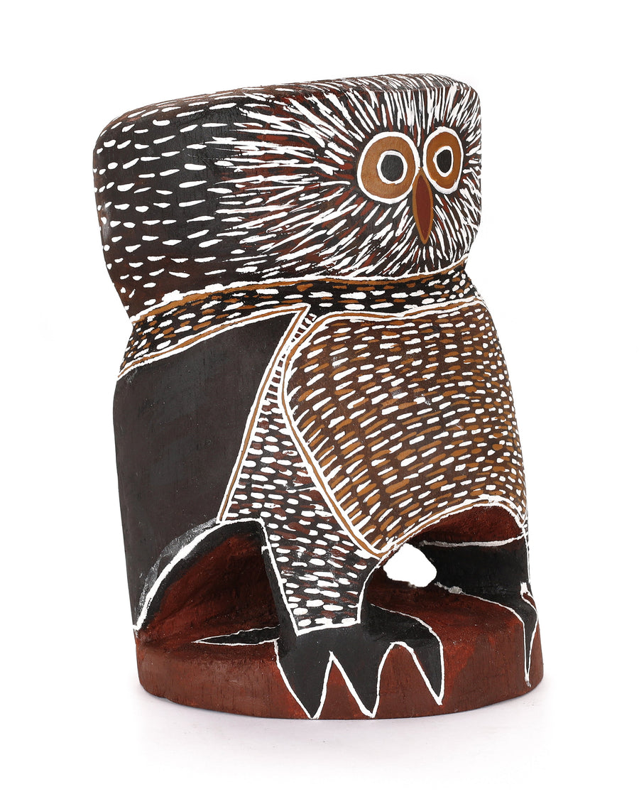 Aboriginal Artwork by Mavis Warrngilnga Ganambarr, Worrwurr (Owl) Sculpture 22.5cm