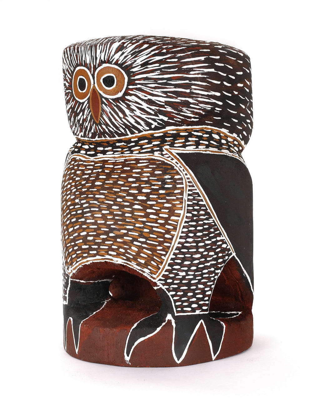 Aboriginal Artwork by Mavis Warrngilnga Ganambarr, Worrwurr (Owl) Sculpture 22.5cm