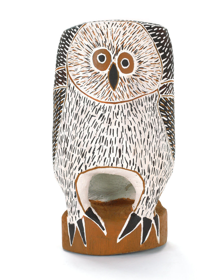 Aboriginal Artwork by Mavis Warrngilnga Ganambarr, Worrwurr (Owl) Sculpture 23cm