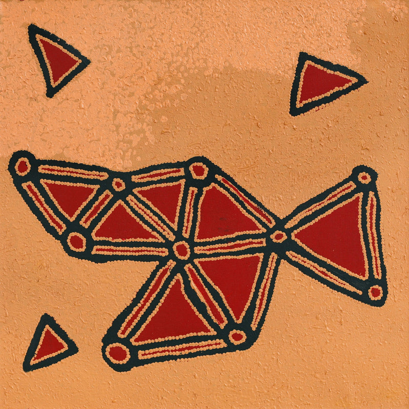 Aboriginal Artwork by Maxie Jampijinpa Pollard, Ngapa Jukurrpa (Water Dreaming) - Mikanji, 61x61cm