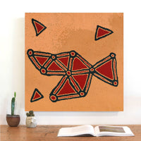 Aboriginal Artwork by Maxie Jampijinpa Pollard, Ngapa Jukurrpa (Water Dreaming) - Mikanji, 61x61cm