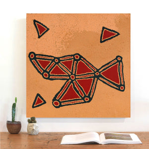 Aboriginal Art by Maxie Jampijinpa Pollard, Ngapa Jukurrpa (Water Dreaming) - Mikanji, 61x61cm - ART ARK®