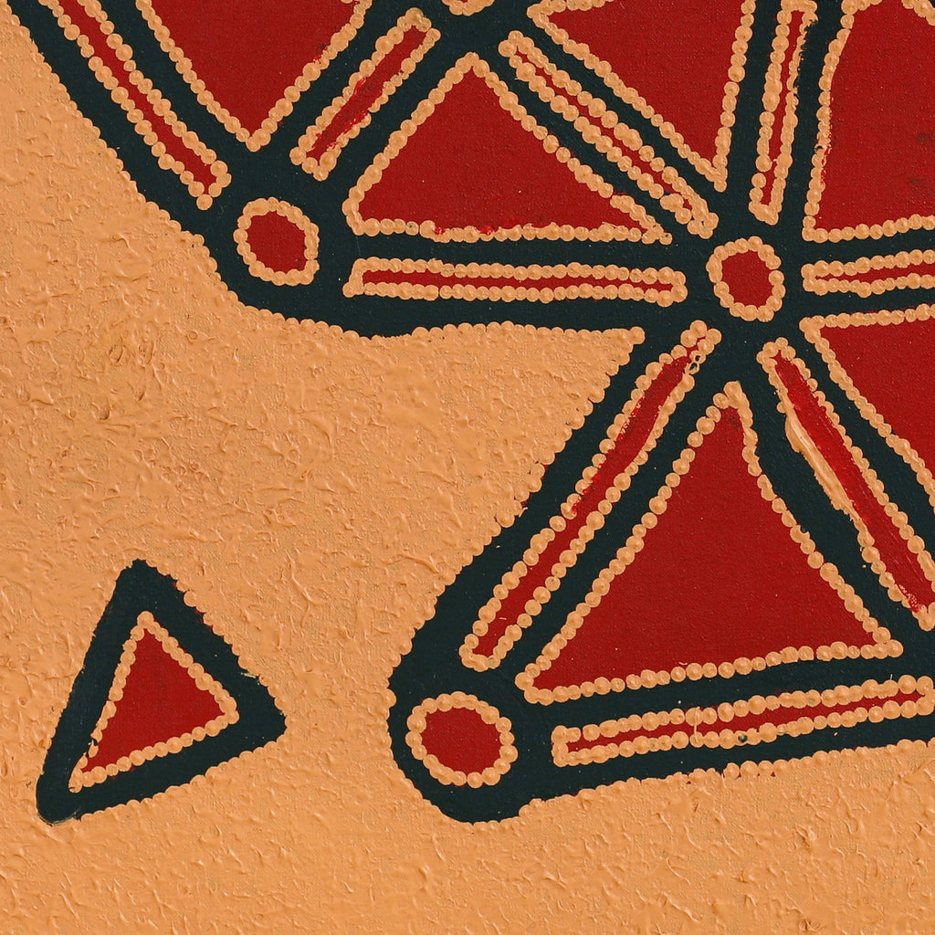 Aboriginal Artwork by Maxie Jampijinpa Pollard, Ngapa Jukurrpa (Water Dreaming) - Mikanji, 61x61cm