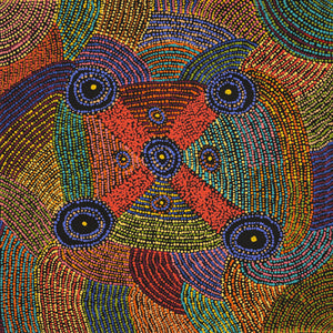 Aboriginal Artwork by Megan Nampijinpa Kantamarra, Marapinti Dreaming, 76x76cm - ART ARK®