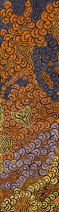 Aboriginal Artwork by Melinda Napurrurla Wilson, Lukarrara Jukurrpa, 107x30cm