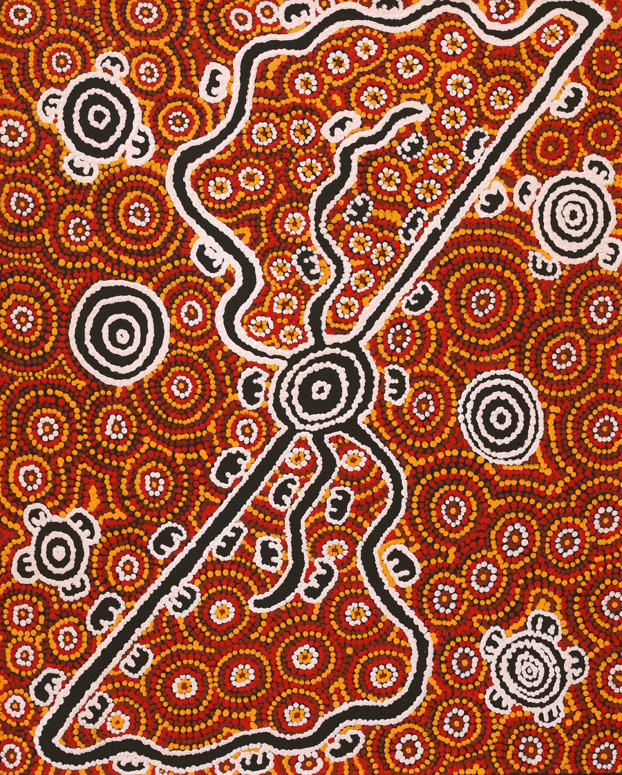 Aboriginal Artwork by Melinda Napurrurla Wilson, Janganpa Jukurrpa (Brush-tail Possum Dreaming)- Mawurrji, 76x61cm