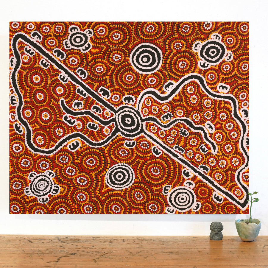 Aboriginal Artwork by Melinda Napurrurla Wilson, Janganpa Jukurrpa (Brush-tail Possum Dreaming)- Mawurrji, 76x61cm