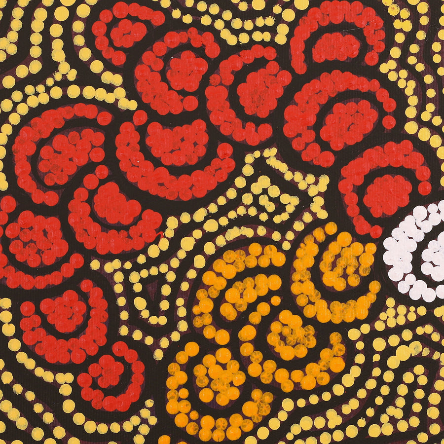 Aboriginal Artwork by Melinda Napurrurla Wilson, Lukarrara Jukurrpa (Desert Fringe-rush Seed Dreaming), 30x30cm