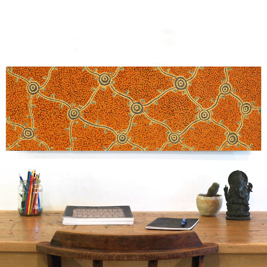Aboriginal Artwork by Melissa Napangardi Williams, Wardapi Jukurrpa (Goanna Dreaming) - Yarripilangu, 91x30cm