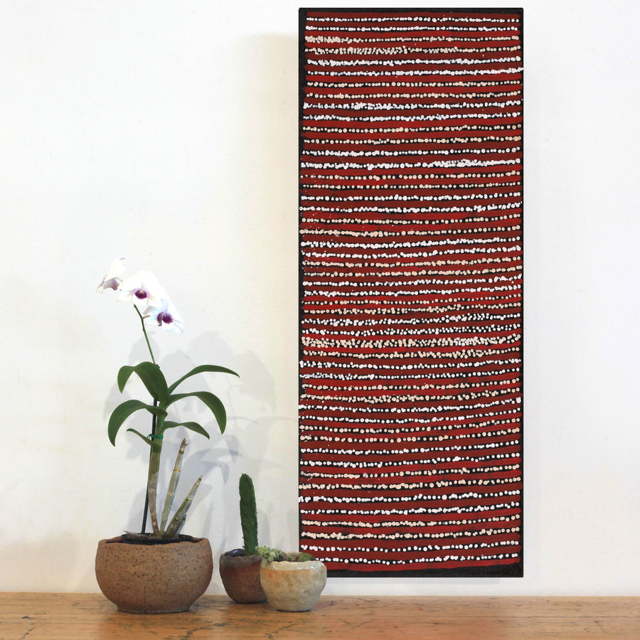 Aboriginal Artwork by Mitchell Japanangka Martin, Mina Mina Jukurrpa, 76x30cm