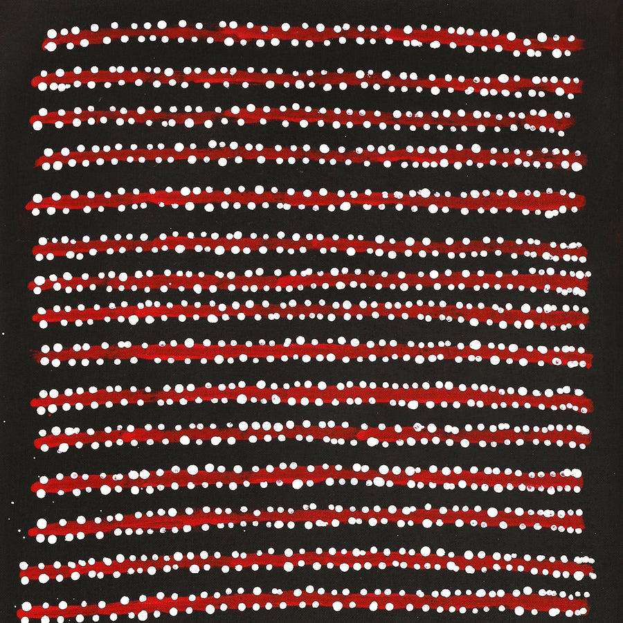 Aboriginal Artwork by Mitchell Japanangka Martin, Mina Mina Jukurrpa, 91x30cm