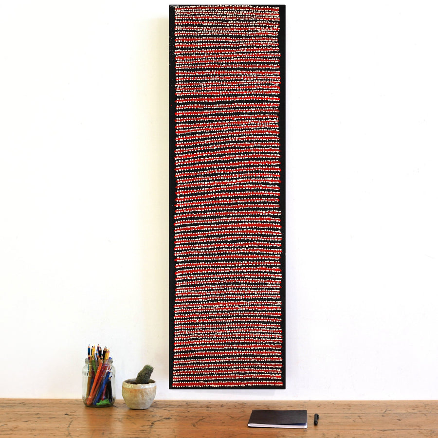 Aboriginal Artwork by Mitchell Japanangka Martin , Mina Mina Jukurrpa - Ngalyipi, 107x30cm