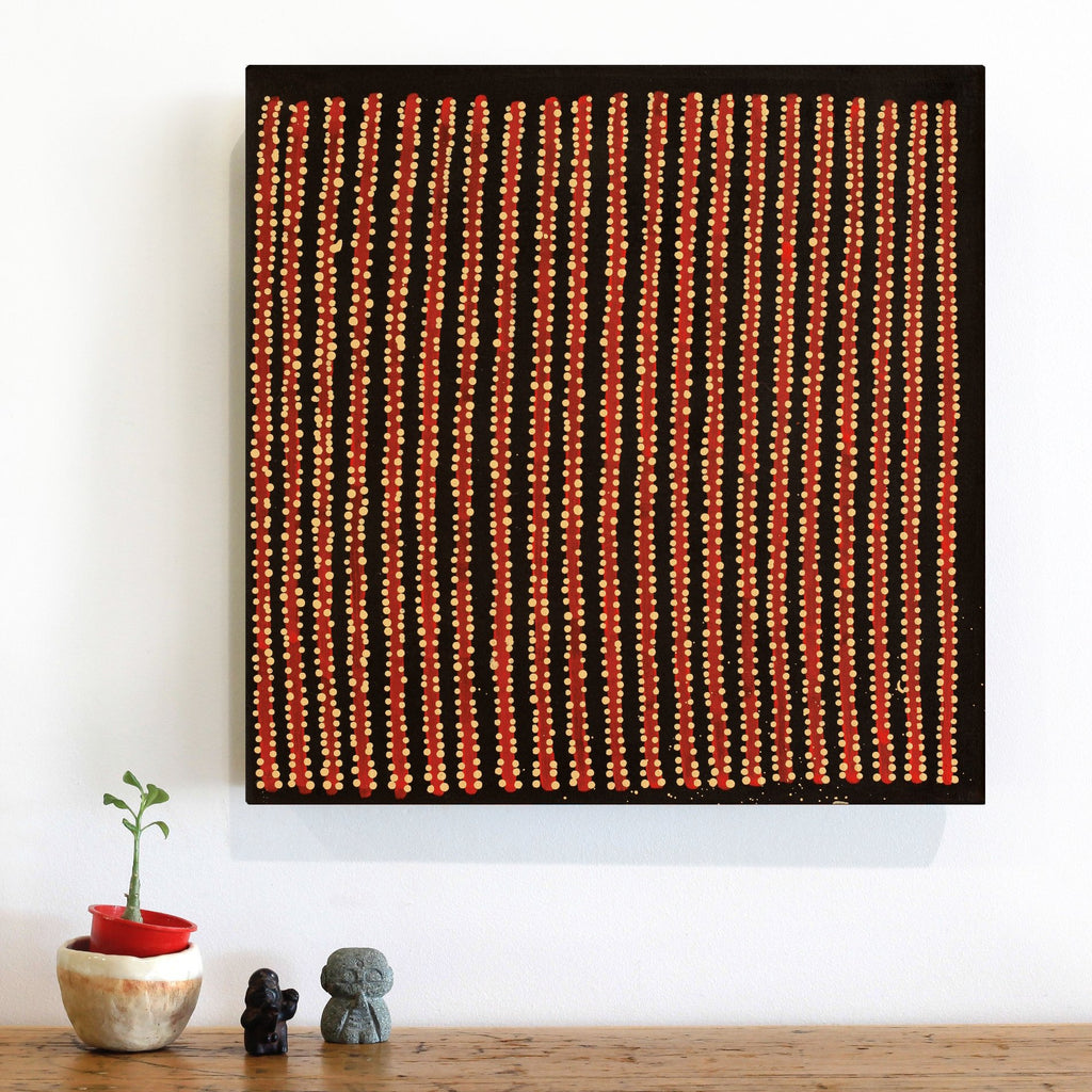 Aboriginal Artwork by Mitchell Japanangka Martin , Mina Mina Jukurrpa - Ngalyipi, 46x46cm