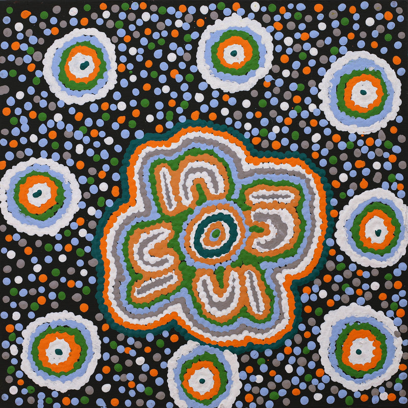 Aboriginal Artwork by Monica Napaljarri Nelson, Mina Mina Dreaming, 30x30cm