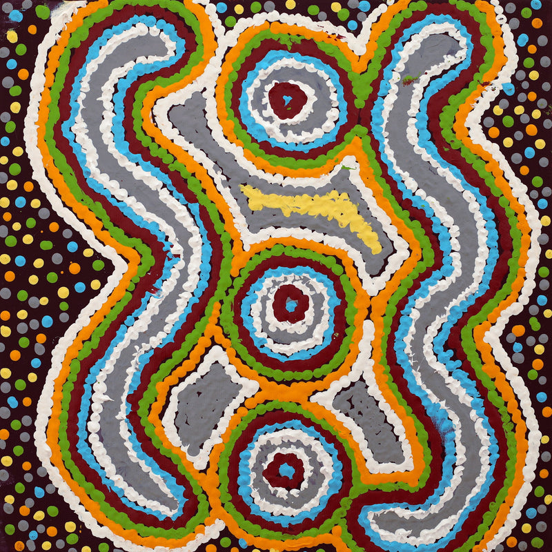 Aboriginal Artwork by Monica Napaljarri Nelson, Mina Mina Dreaming - Ngalyipi, 30x30cm