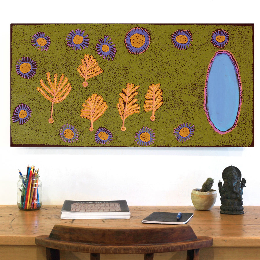 Aboriginal Artwork by Monica Puntjina Watson, Pukara, 91x45cm