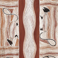 Aboriginal Artwork by Naminapu Maymuru-White, Mangalili Story, 136x47cm Bark