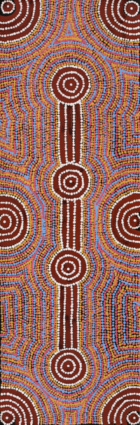 Aboriginal Artwork by Narelle Nangala Brown, Watiya-warnu Jukurrpa (Seed Dreaming), 91x30cm