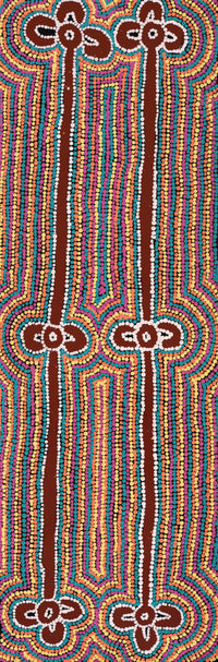Aboriginal Artwork by Narelle Nangala Brown, Watiya-warnu Jukurrpa (Seed Dreaming), 91x30cm