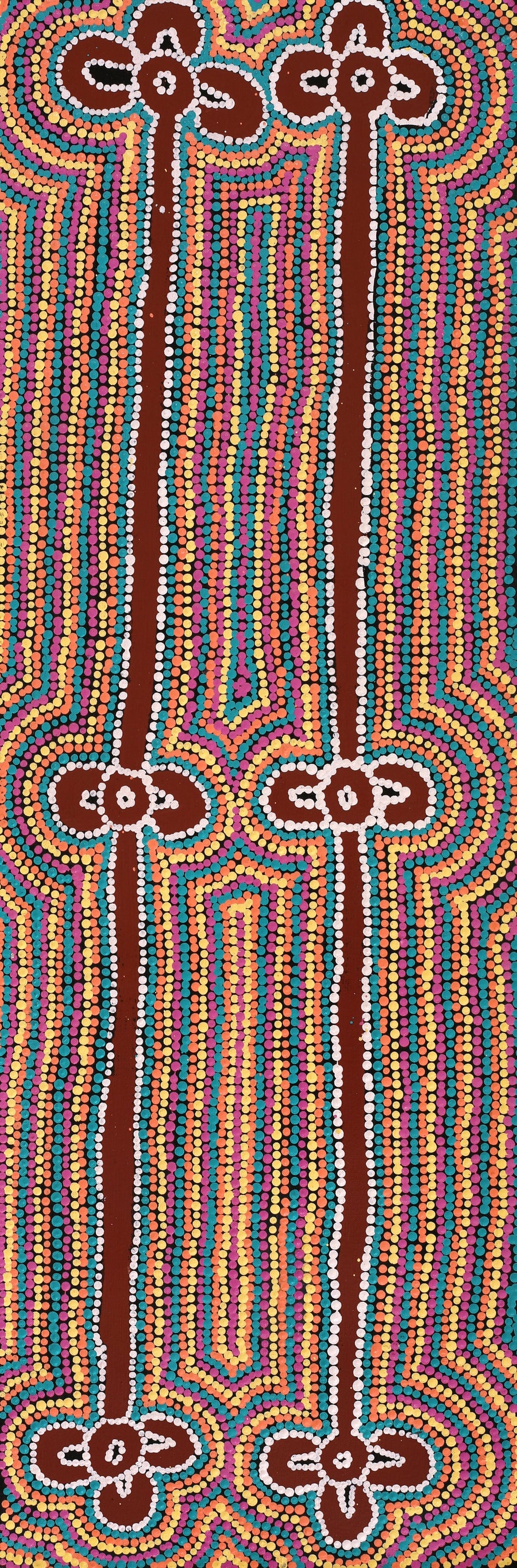 Aboriginal Artwork by Narelle Nangala Brown, Watiya-warnu Jukurrpa (Seed Dreaming), 91x30cm