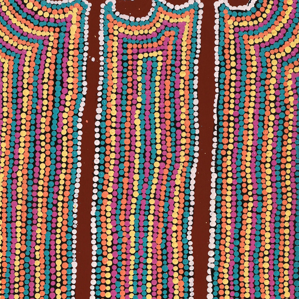 Aboriginal Artwork by Narelle Nangala Brown, Watiya-warnu Jukurrpa (Seed Dreaming), 91x30cm