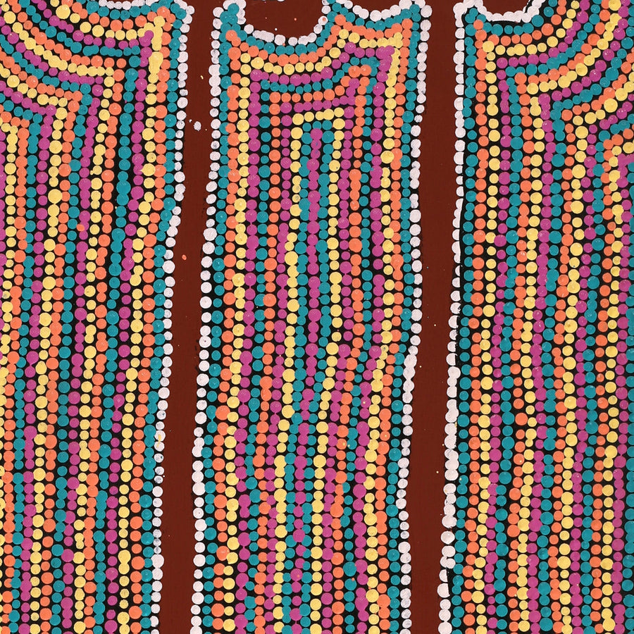 Aboriginal Artwork by Narelle Nangala Brown, Watiya-warnu Jukurrpa (Seed Dreaming), 91x30cm