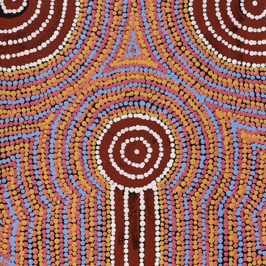 Aboriginal Artwork by Narelle Nangala Brown, Watiya-warnu Jukurrpa (Seed Dreaming), 91x30cm