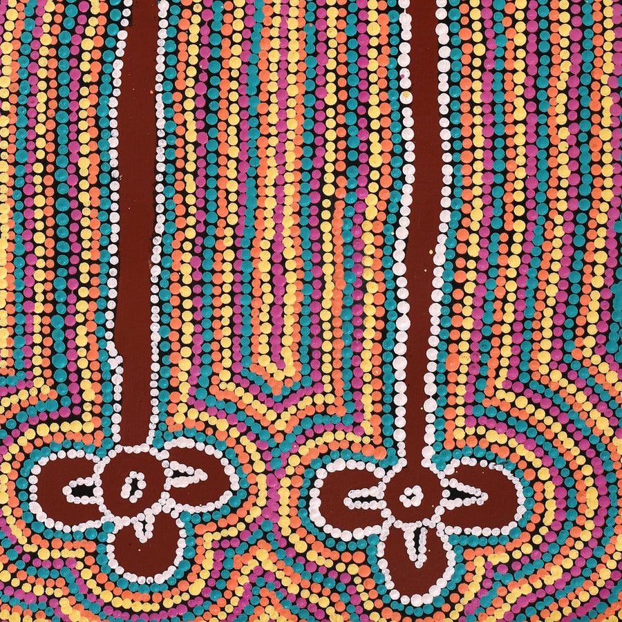 Aboriginal Artwork by Narelle Nangala Brown, Watiya-warnu Jukurrpa (Seed Dreaming), 91x30cm