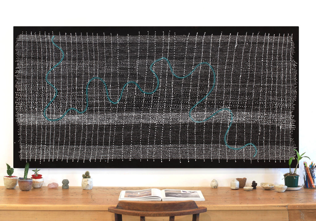 Aboriginal Artwork by Natasha Nakamarra Oldfield, Warna Jukurrpa (Snake Dreaming), 183x91cm
