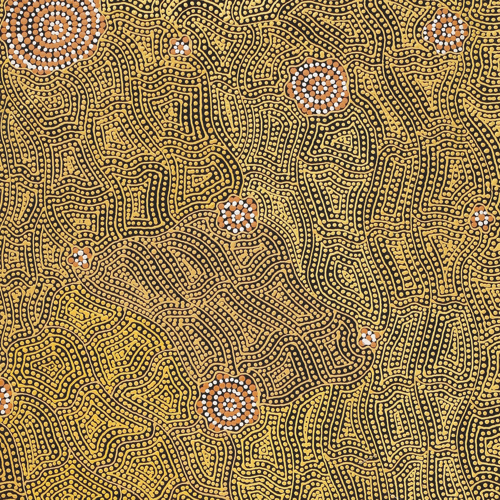 Aboriginal Artwork by Nathania Nangala Granites, Warlukurlangu Jukurrpa (Fire country Dreaming), 107x46cm