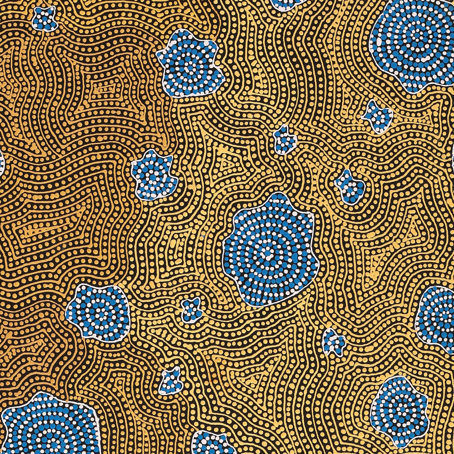 Aboriginal Artwork by Nathania Nangala Granites, Warlukurlangu Jukurrpa (Fire country Dreaming), 107x76cm