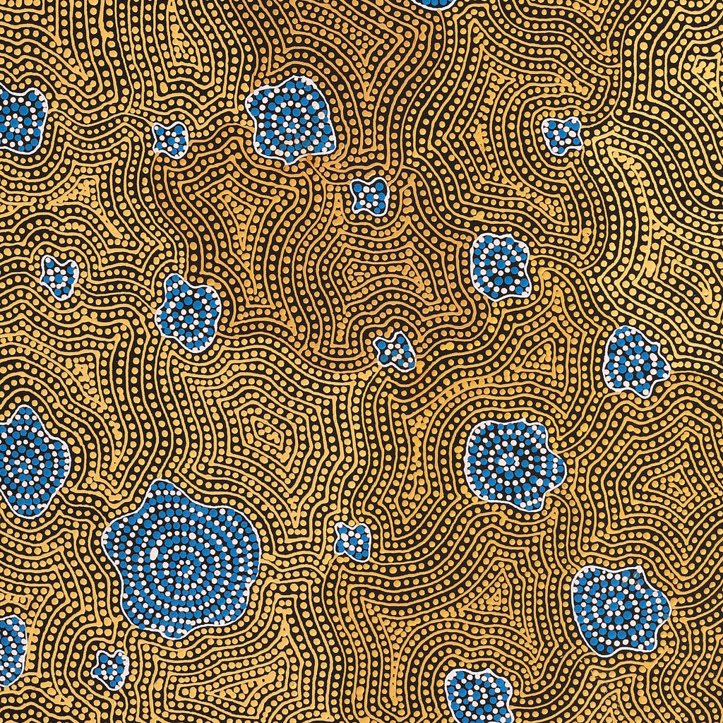 Aboriginal Artwork by Nathania Nangala Granites, Warlukurlangu Jukurrpa (Fire country Dreaming), 107x76cm