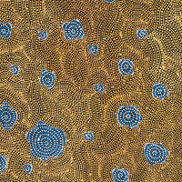 Aboriginal Artwork by Nathania Nangala Granites, Warlukurlangu Jukurrpa (Fire country Dreaming), 107x76cm