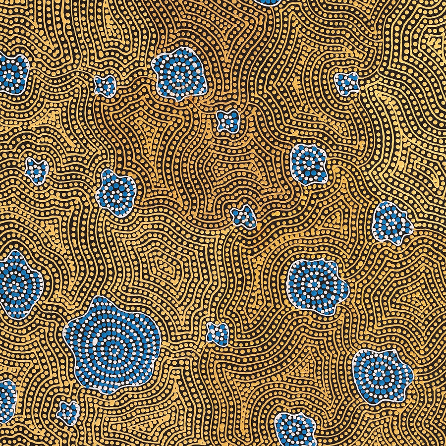 Aboriginal Artwork by Nathania Nangala Granites, Warlukurlangu Jukurrpa (Fire country Dreaming), 107x76cm