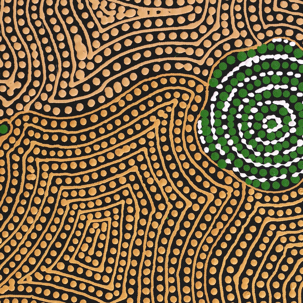 Aboriginal Artwork by Nathania Nangala Granites, Warlukurlangu Jukurrpa (Fire country Dreaming), 107x91cm