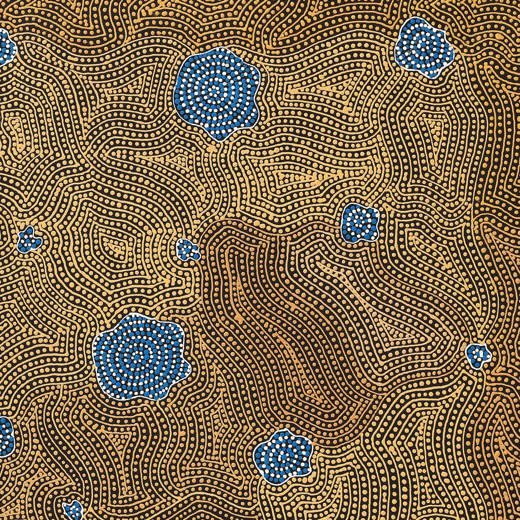 Aboriginal Artwork by Nathania Nangala Granites, Warlukurlangu Jukurrpa (Fire country Dreaming), 107x91cm