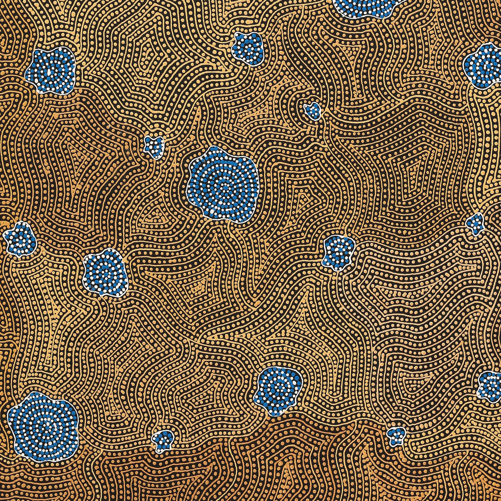 Aboriginal Artwork by Nathania Nangala Granites, Warlukurlangu Jukurrpa (Fire country Dreaming), 107x91cm