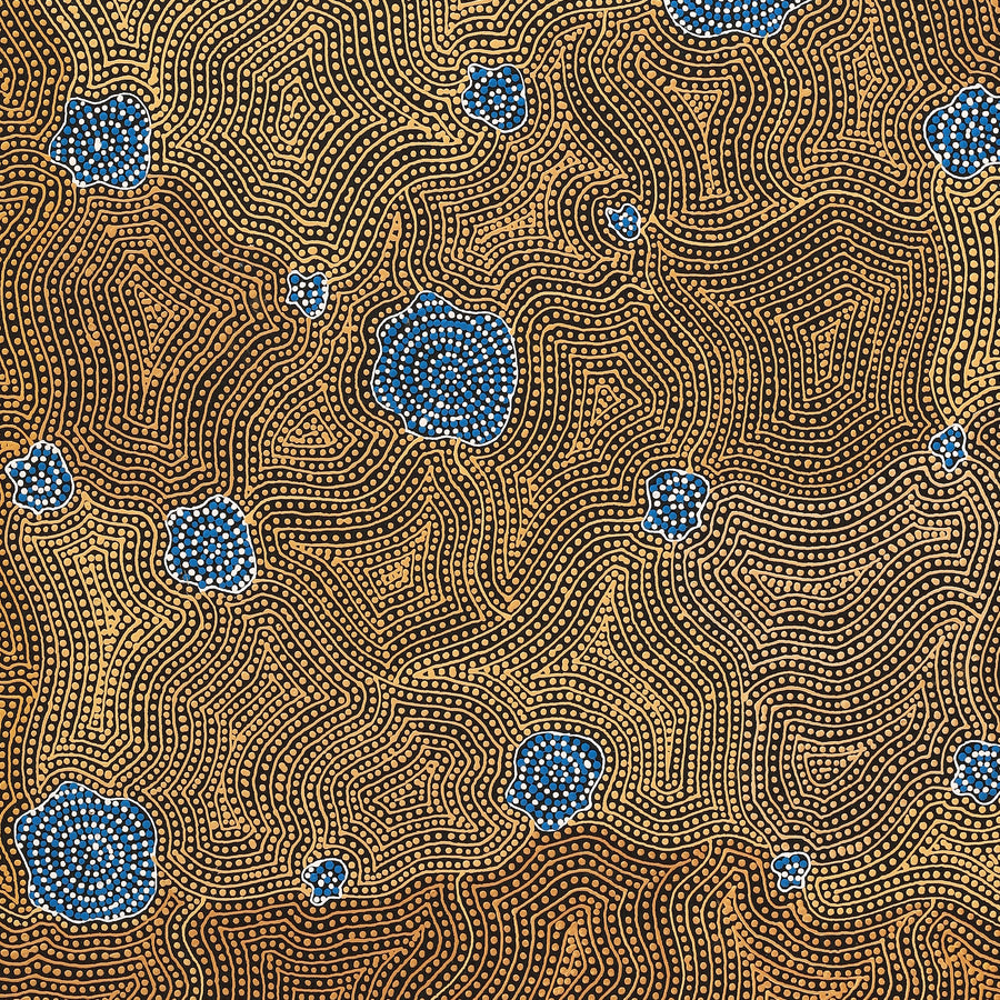 Aboriginal Artwork by Nathania Nangala Granites, Warlukurlangu Jukurrpa (Fire country Dreaming), 107x91cm