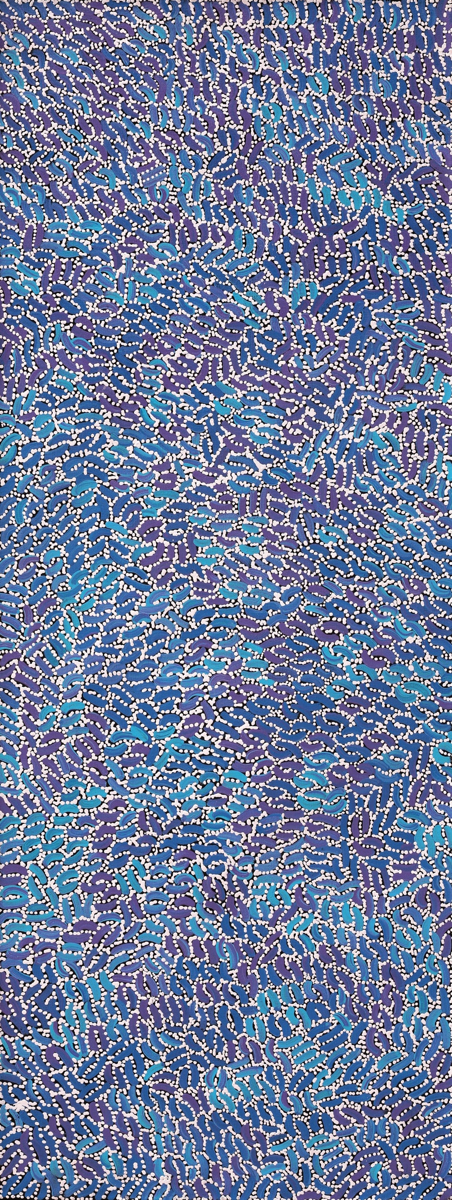 Aboriginal Artwork by Nathania Nangala Granites, Warlukurlangu Jukurrpa (Fire country Dreaming), 122x46cm