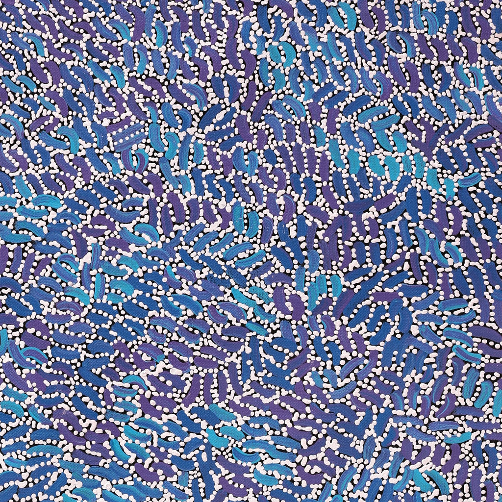 Aboriginal Artwork by Nathania Nangala Granites, Warlukurlangu Jukurrpa (Fire country Dreaming), 122x46cm