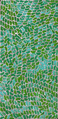 Aboriginal Artwork by Nathania Nangala Granites, Warlukurlangu Jukurrpa (Fire country Dreaming), 61x30cm
