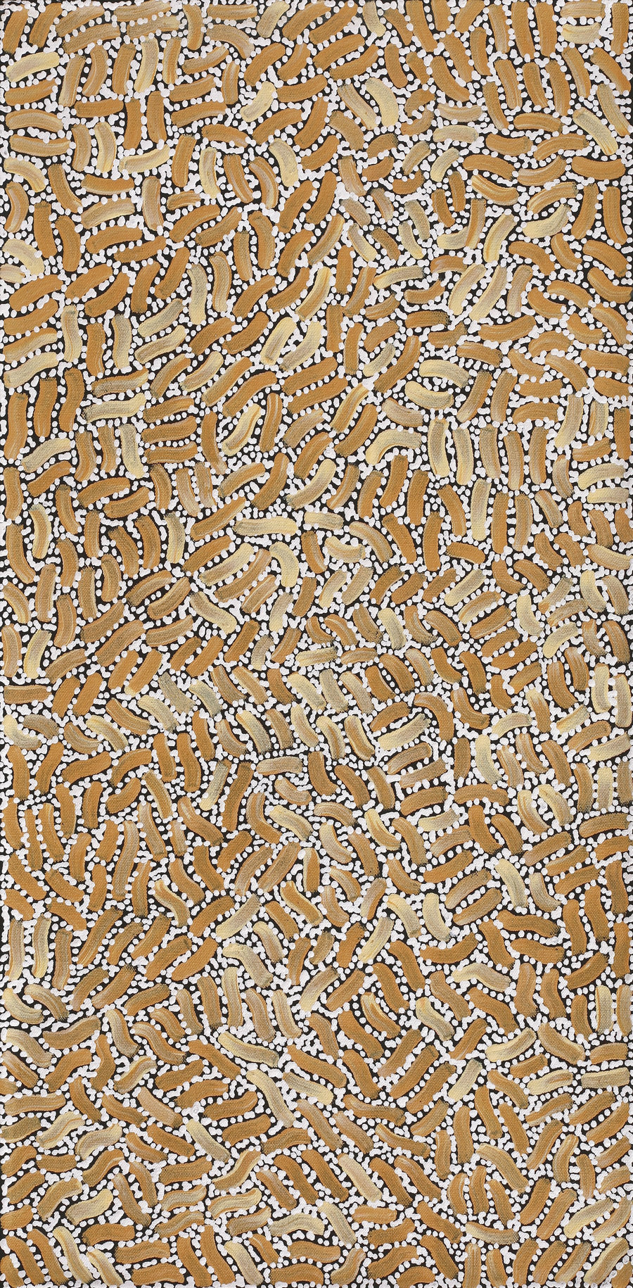 Aboriginal Artwork by Nathania Nangala Granites, Warlukurlangu Jukurrpa (Fire country Dreaming), 61x30cm