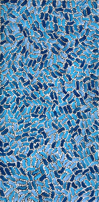 Aboriginal Artwork by Nathania Nangala Granites, Warlukurlangu Jukurrpa (Fire country Dreaming), 61x30cm