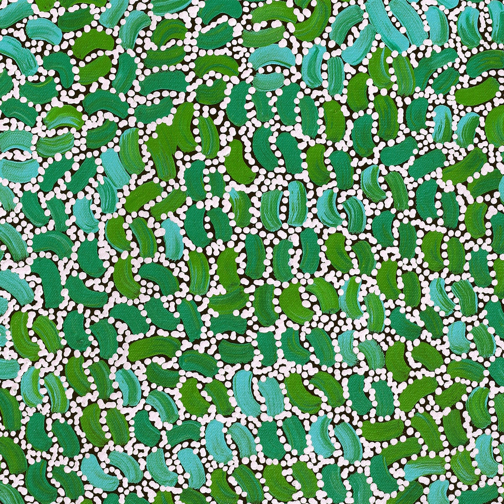 Aboriginal Artwork by Nathania Nangala Granites, Warlukurlangu Jukurrpa (Fire country Dreaming), 61x30cm