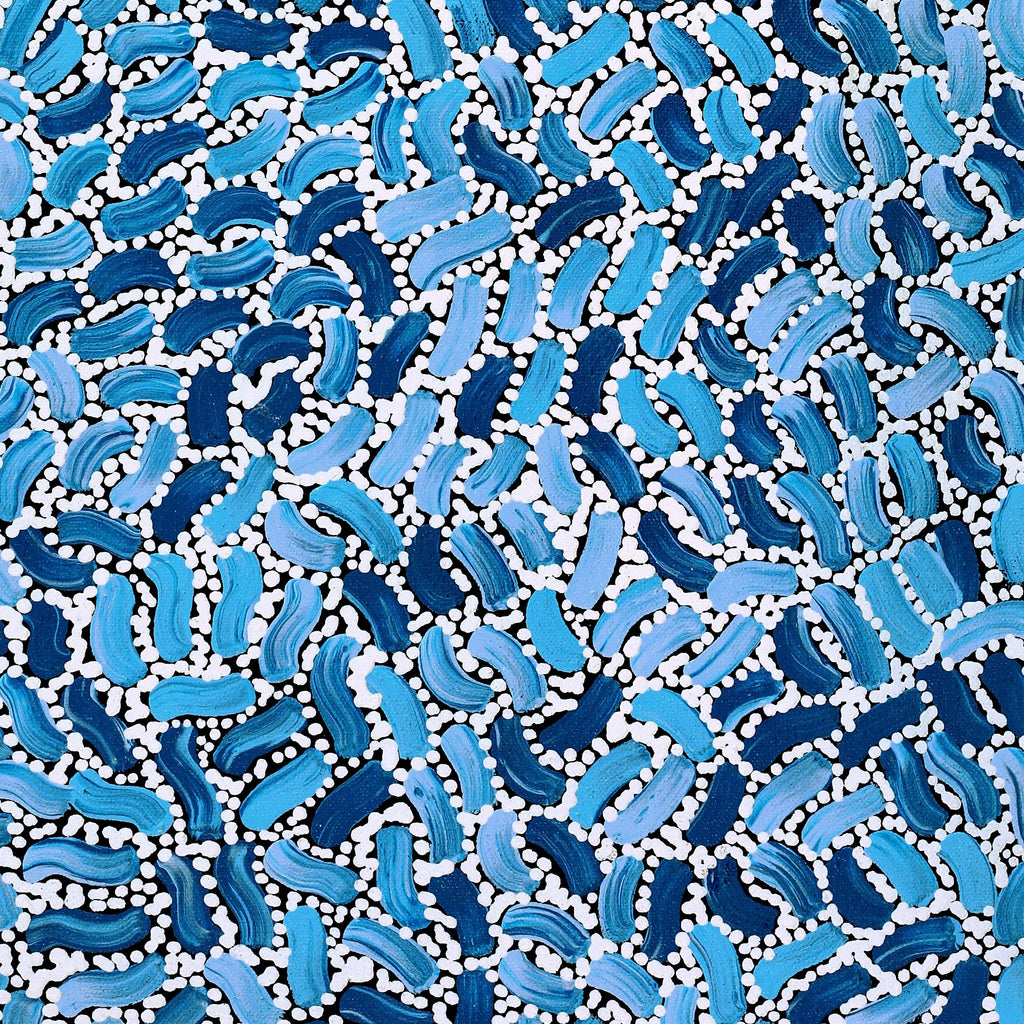 Aboriginal Artwork by Nathania Nangala Granites, Warlukurlangu Jukurrpa (Fire country Dreaming), 61x30cm