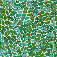 Aboriginal Artwork by Nathania Nangala Granites, Warlukurlangu Jukurrpa (Fire country Dreaming), 61x30cm